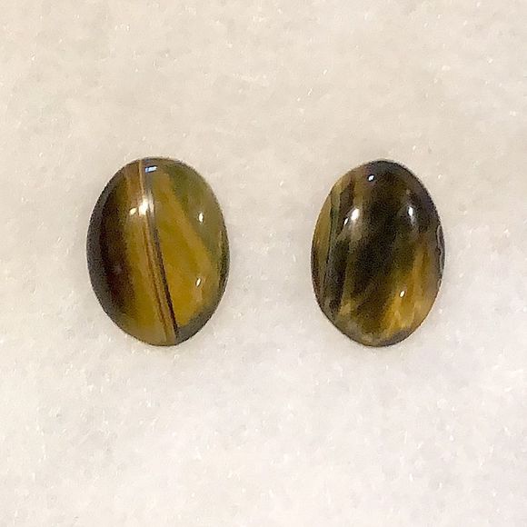 Tigers Eye Oval Cabochon Earrings With Sterling Silver Posts - Picture 9 of 12